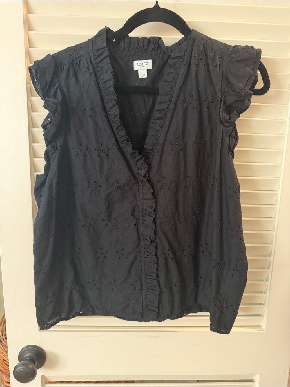J. Crew Sleeveless Crinkle Cotton Gauze Ruffle Top